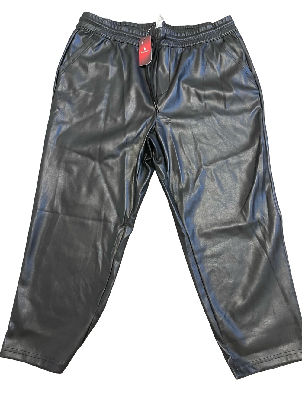 SANTINY Black Faux Leather Jogger Pants - High Waisted NWT size 2X